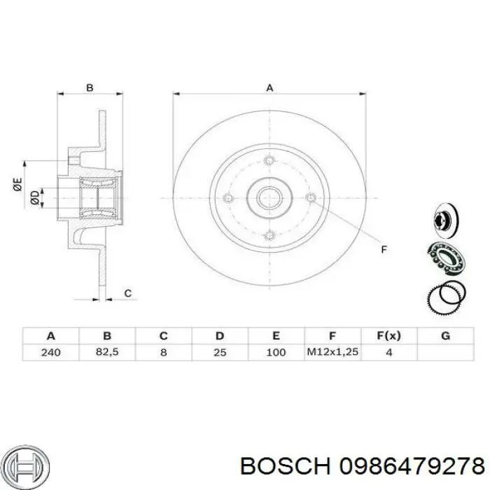 Диск гальмівний задній 0986479278 Bosch