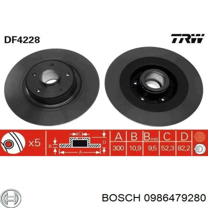 Тормозные диски 0986479280 Bosch