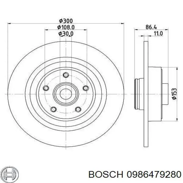 0986479280 Bosch Дисковый тормоз