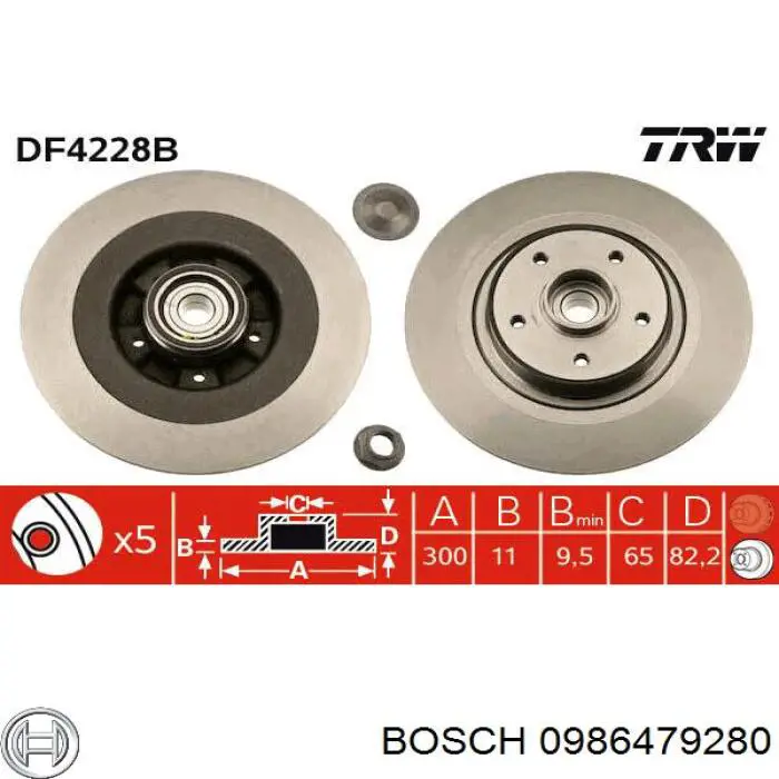 Купить 0986479280 Bosch Диск тормозной задний