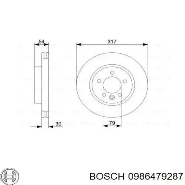 Передние тормозные диски 0986479287 Bosch