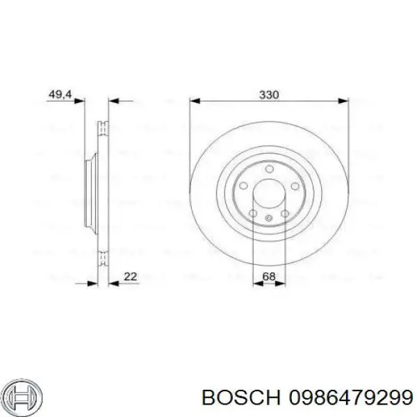 0986479299 Bosch диск тормозной задний
