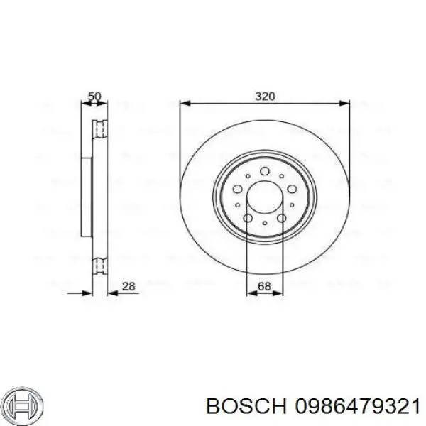 Тормоз дисковый передний Bosch 0986479321 цена, от 50.65 USD