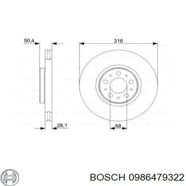 0986479322 Bosch диск тормозной передний