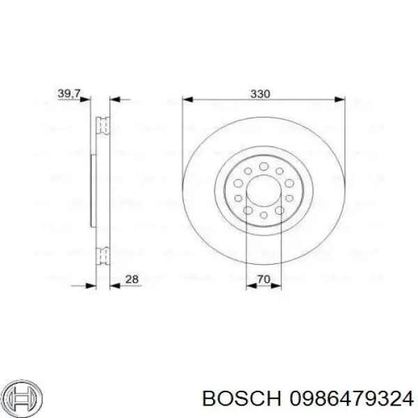 Передние тормозные диски 0986479324 Bosch