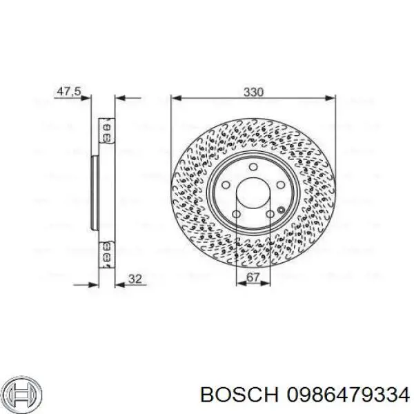 0 986 479 334 Bosch диск тормозной передний