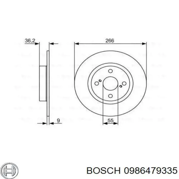 0986479335 Bosch диск тормозной задний