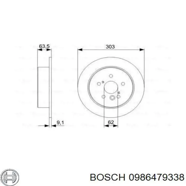 Задний дисковый тормоз Bosch 0986479338
