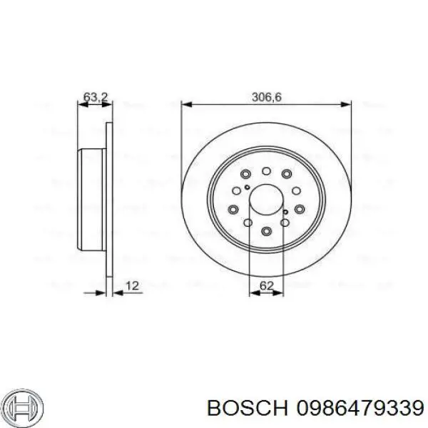 Disco de freno trasero 0986479339 Bosch