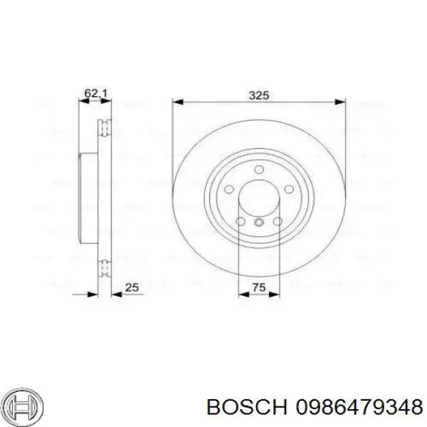 Диск гальмівний передній 0986479348 Bosch