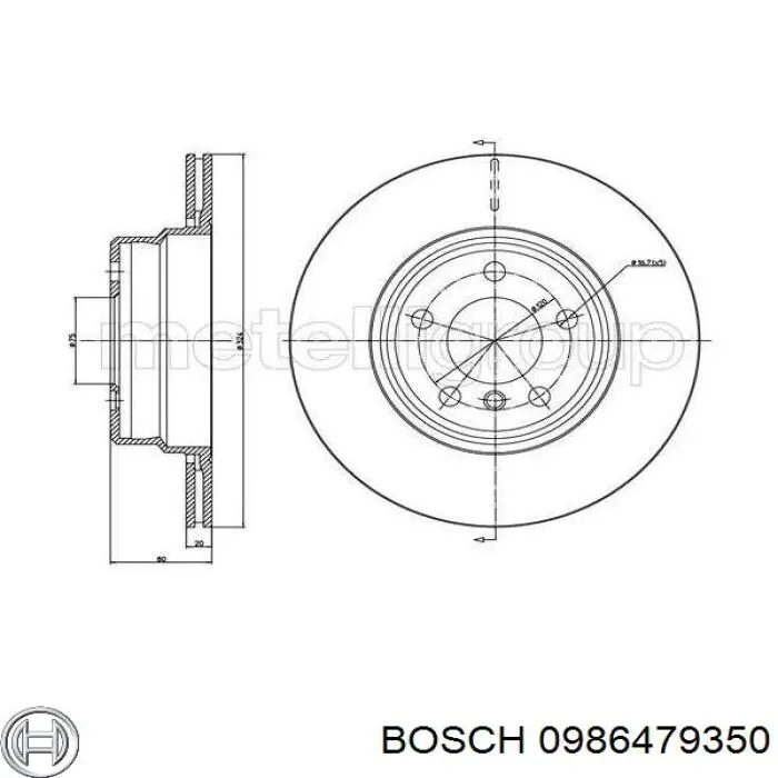 Купить 0986479350 Bosch Диск тормозной задний
