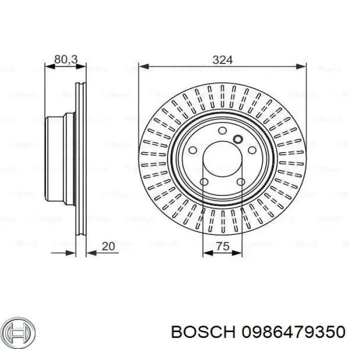 0986479350 Bosch диск тормозной задний