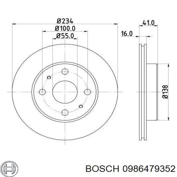 Передние тормозные диски 0986479352 Bosch