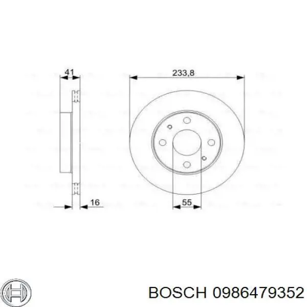 0986479352 Bosch диск тормозной передний