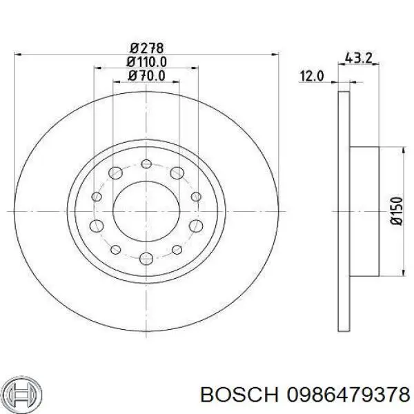 Диск гальмівний задній 0986479378 Bosch