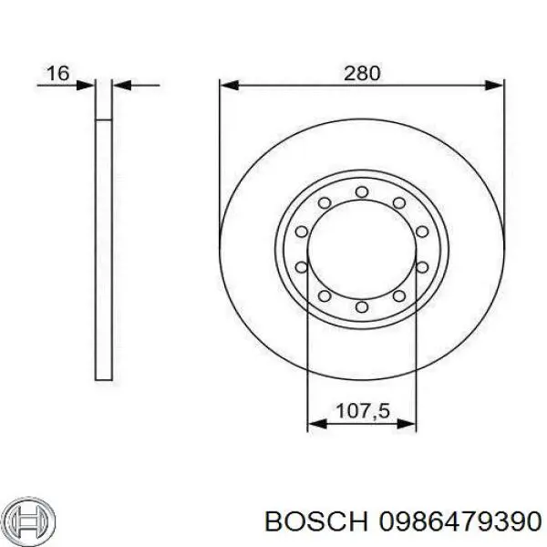 0986479390 Bosch диск тормозной задний