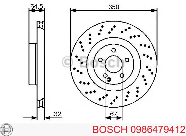 0986479412 Bosch диск тормозной передний
