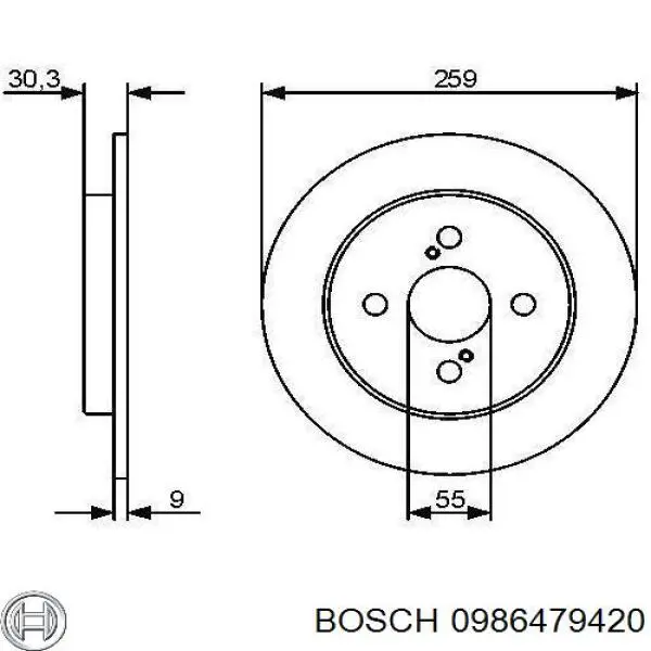 Disco de freno trasero 0986479420 Bosch
