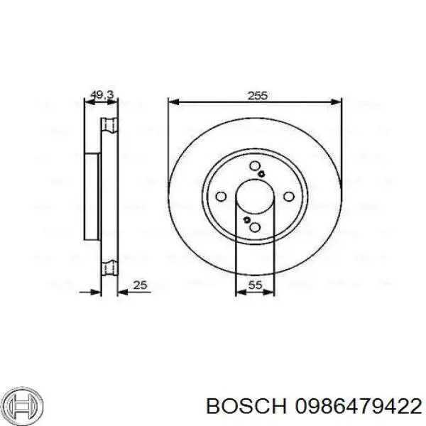 Передние тормозные диски 0986479422 Bosch