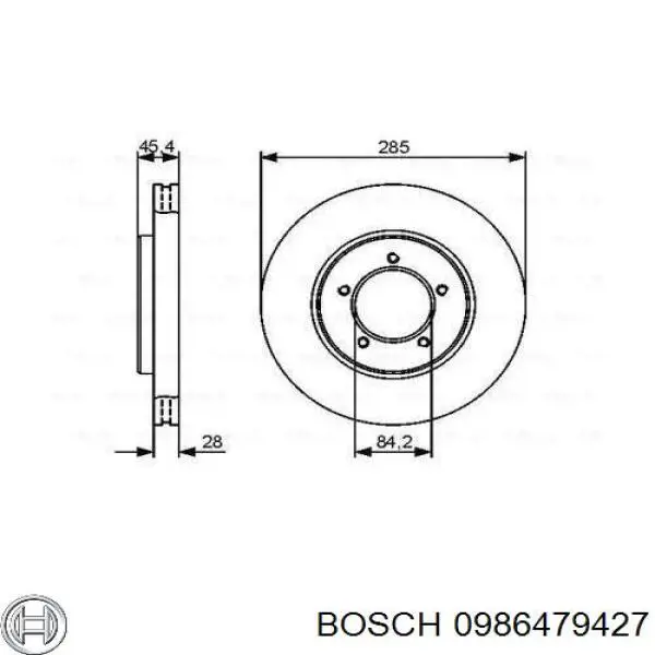 Передние тормозные диски 0986479427 Bosch