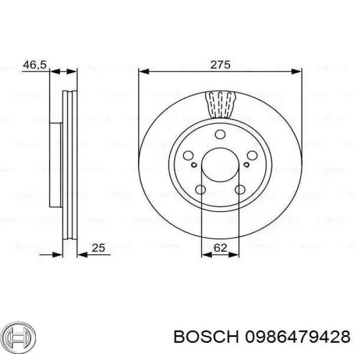 0 986 479 428 Bosch диск тормозной передний