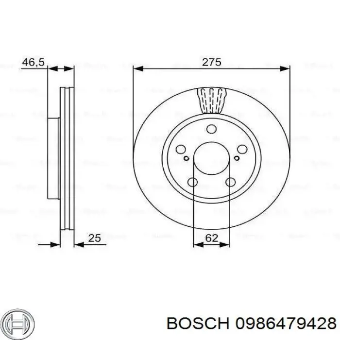 Передние тормозные диски 0986479428 Bosch