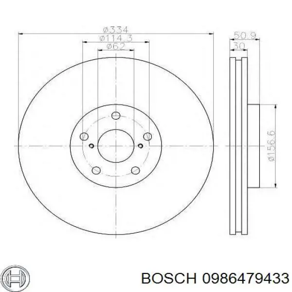 0986479433 Bosch Диск тормозной передний