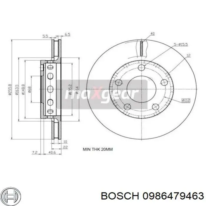 Задний тормозной диск Bosch 0986479463 цена, от 31.11 USD