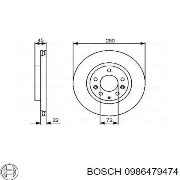 Передние тормозные диски 0986479474 Bosch