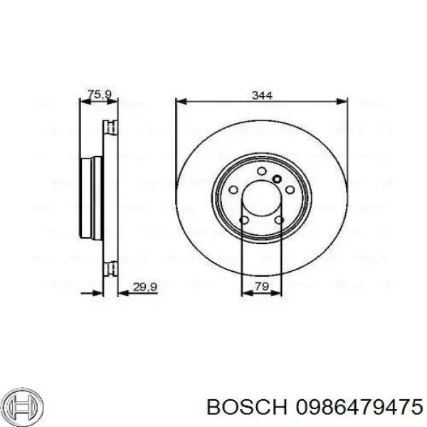 Freno de disco delantero 0986479475 Bosch