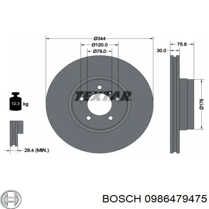 0 986 479 475 Bosch диск тормозной передний