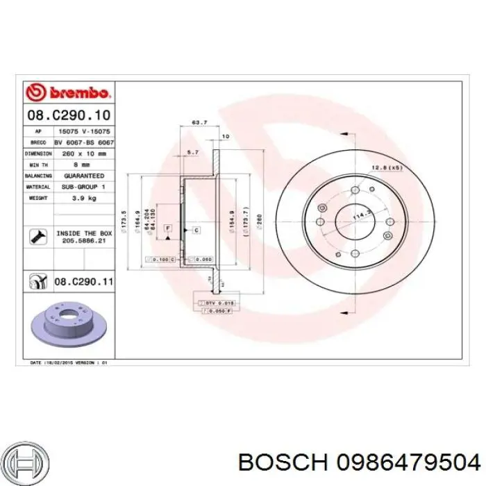 Задний тормозной диск Bosch 0986479504 цена, от 30.66 USD