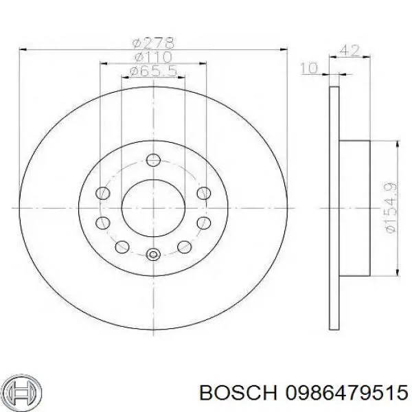 0986479515 Bosch Дисковый тормоз