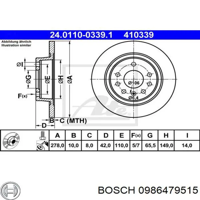 Тормозные диски 0986479515 Bosch
