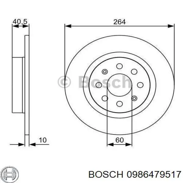 Тормозные диски 0986479517 Bosch