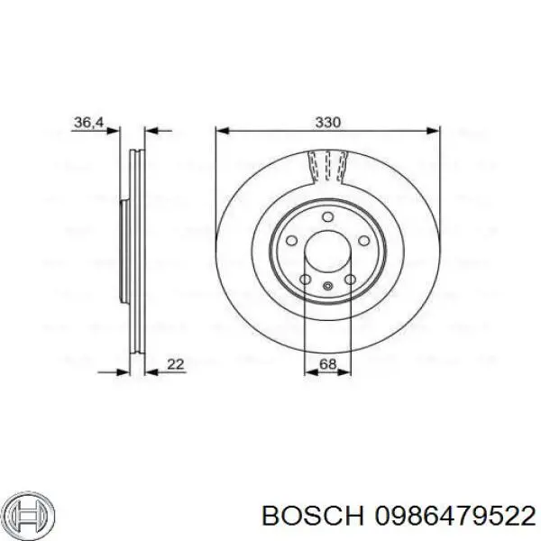 0 986 479 522 Bosch диск тормозной задний