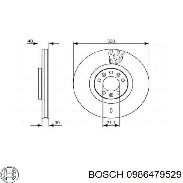 Передние тормозные диски 0986479529 Bosch