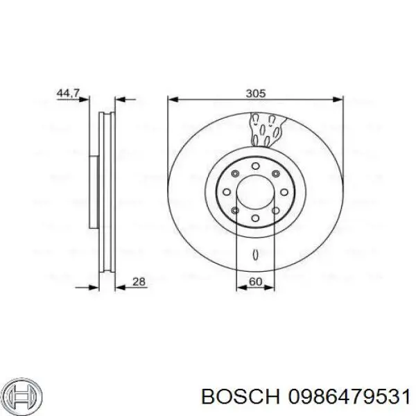 Передние тормозные диски 0986479531 Bosch