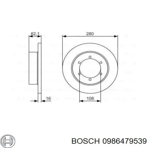 0986479539 Bosch диск тормозной задний