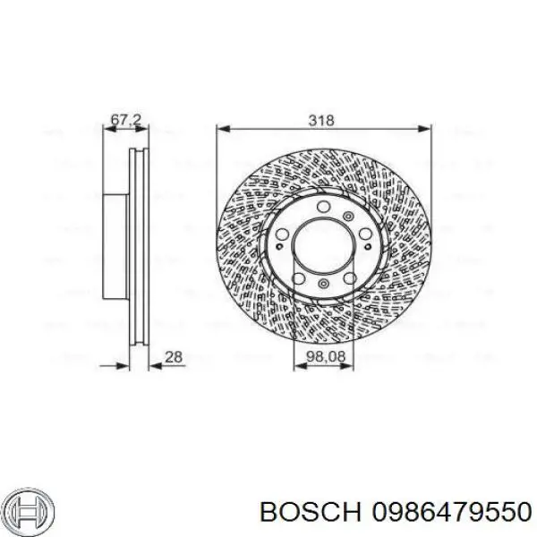 Передние тормозные диски 0986479550 Bosch