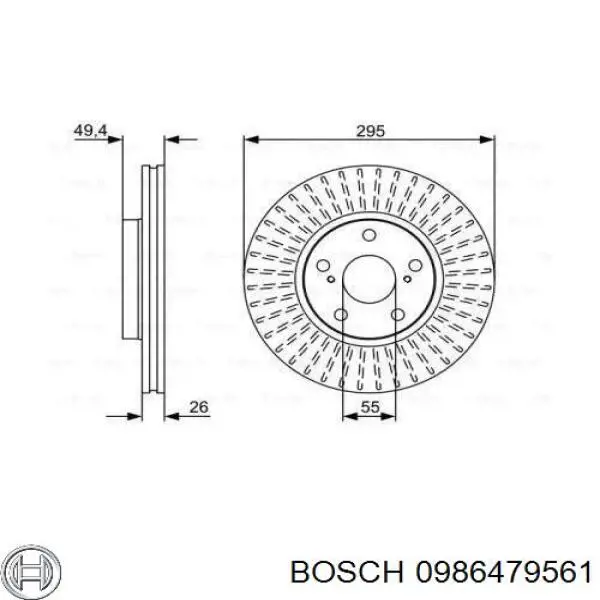 Передние тормозные диски 0986479561 Bosch