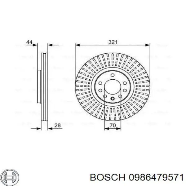 0 986 479 571 Bosch диск тормозной передний