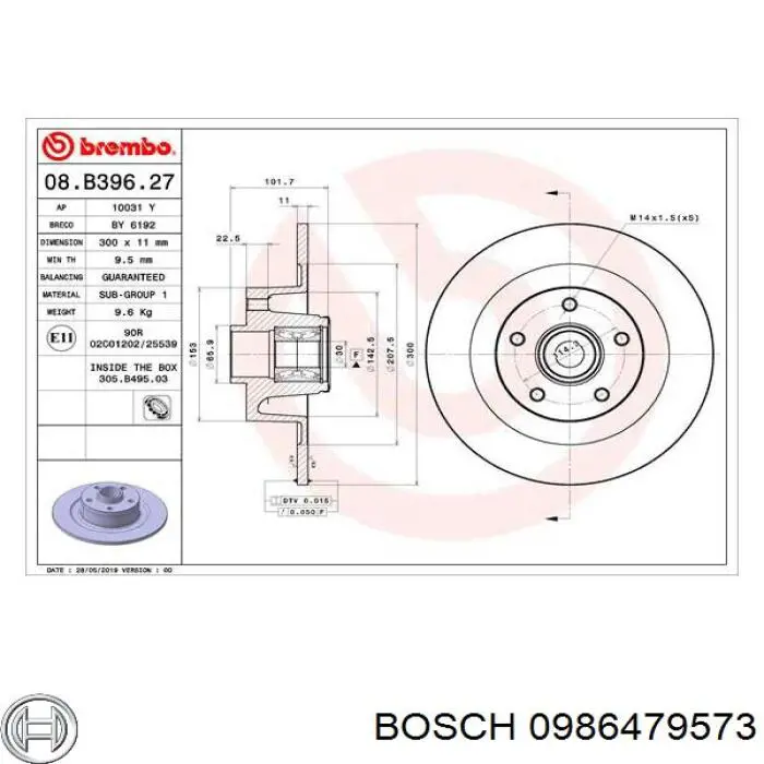 Задний тормозной диск Bosch 0986479573 цена, от 104.68 USD