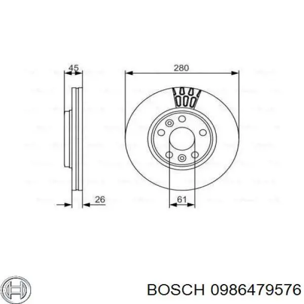0986479576 Bosch передние тормозные диски