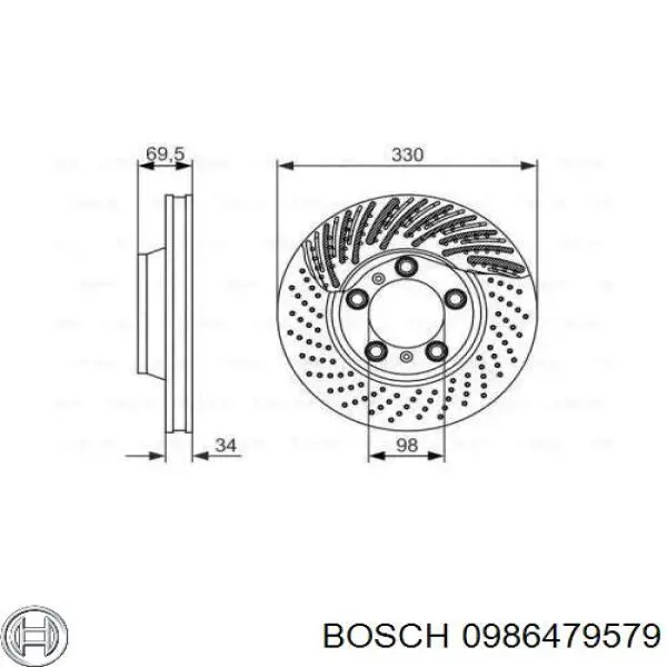 Передние тормозные диски 0986479579 Bosch