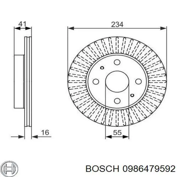 0 986 479 592 Bosch диск тормозной передний