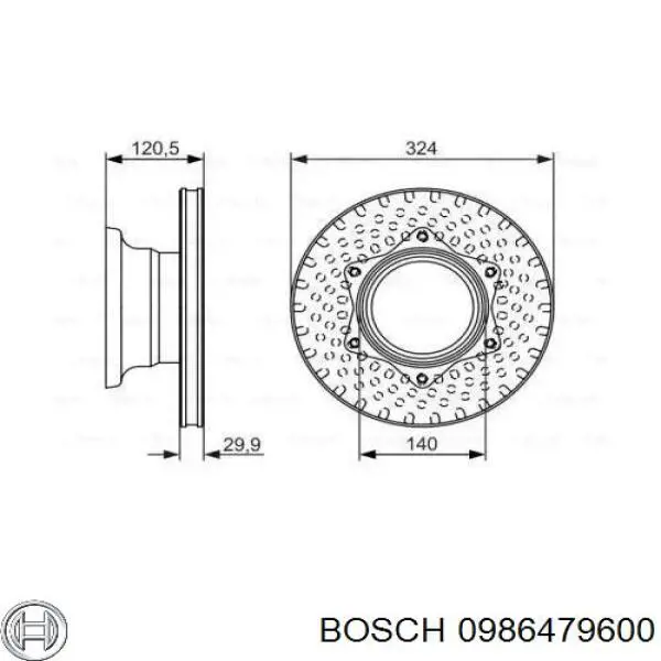 0986479600 Bosch диск тормозной задний