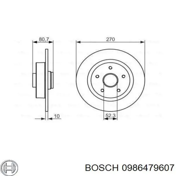 0 986 479 607 Bosch диск тормозной задний