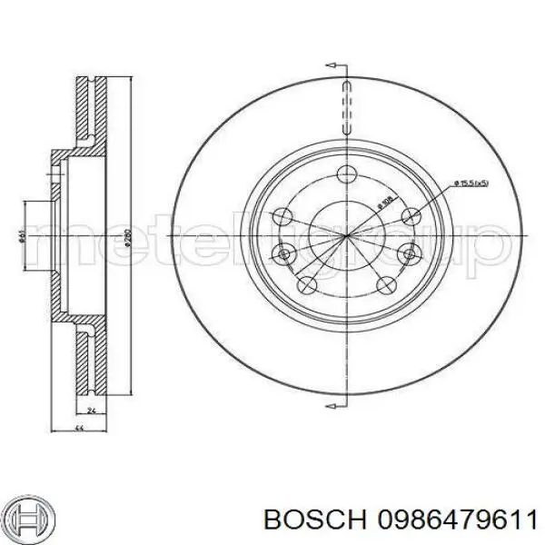 0986479611 Bosch Диск тормозной передний