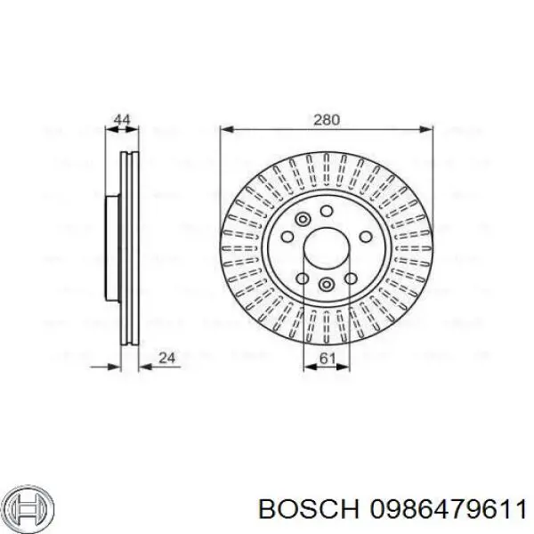 Передние тормозные диски 0986479611 Bosch